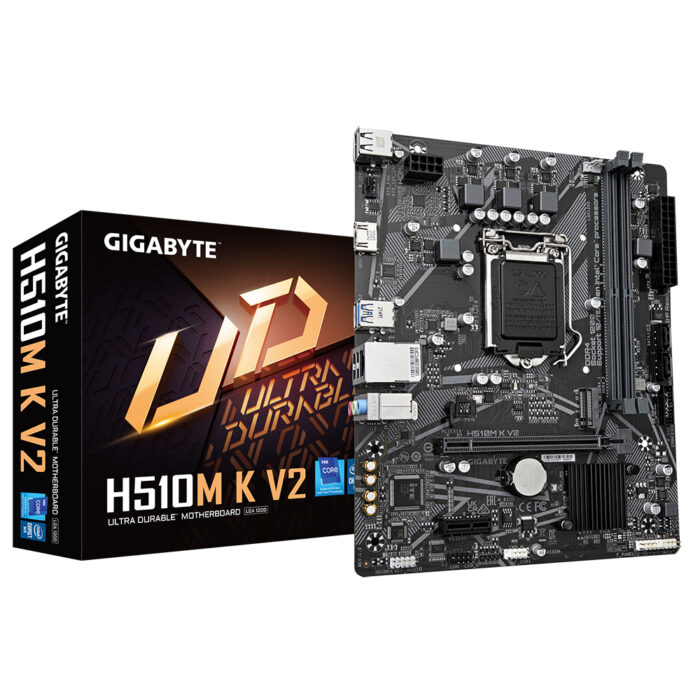 Gigabyte Motherboard - Supports Intel Core 11th CPUs, up to 3200MHz DDR4 (OC), 1xPCIe 3.0 M.2, GbE LAN, USB 3.2 Gen 1 (H510M K V2)