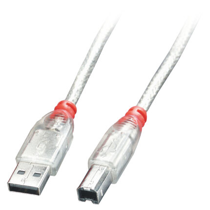 Lindy 2m USB 2.0 Cable - Type A To B, Transparent