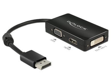 DeLOCK 0.16m DisplayPort/VGA+HDMI+DVI VGA (D-Sub)+ HDMI + DVI Black (62656)