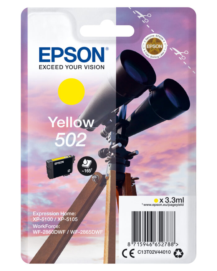 Epson C13T02V44010/502 Ink cartridge yellow, 160 pages 3,3ml for Epson XP 5100 (C13T02V44010)