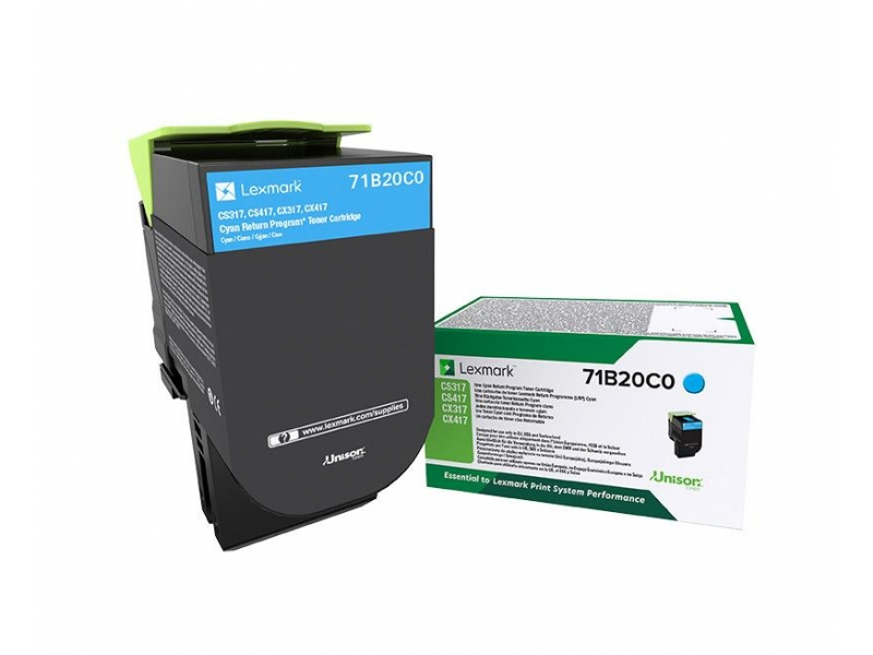 13WHyzuvgEuumR_08zu6bg.c-r.jpg Lexmark 71B20C0 Toner-kit cyan return program, 2.3K pages ISO/IEC 19752 for Lexmark CS 317/417/517 (71B20C0)
