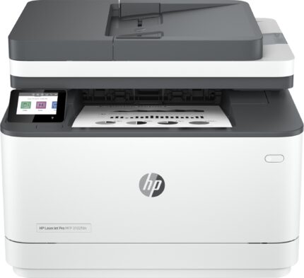 HP LaserJet Pro MFP 3102fdn Printer, Black and white, Printer for Small medium business, Print, copy, scan, fax, Automatic document feeder; Two-sided printing; Front USB flash drive port; Touchscreen (3G629F#B19)