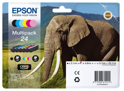 Epson C13T24284011/24 Ink cartridge multi pack Bk,C,M,Y,LC,LM, 6x360 pages 1x240pg + 5x360pg, 1x5.1ml + 5x4.6ml Pack=6 for Epson XP 750 (C13T24284011)