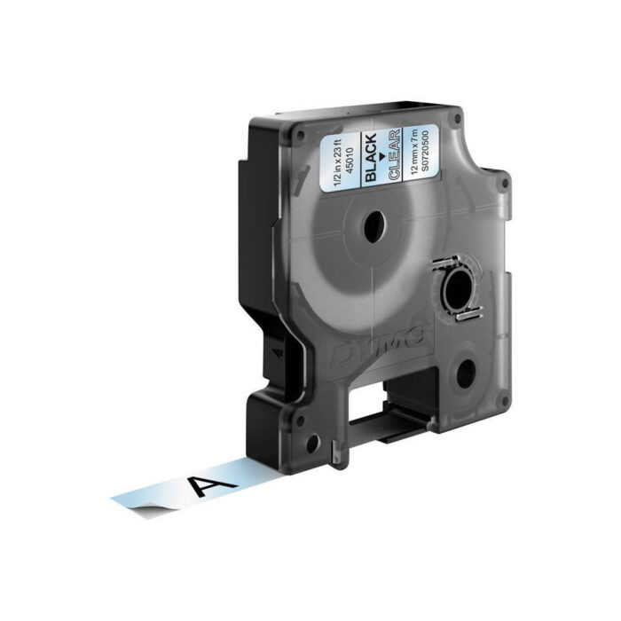 Dymo 45010/S0720500 DirectLabel-etikettes black on Transparent 12mm x 7m for Dymo D1 6-12mm/19mm/24mm/9-12mm/9-19mm (S0720500)