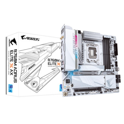 Gigabyte B760M AORUS ELITE X AX Motherboard - Supports Intel Core 14th Gen CPUs, 14+1+1 phases VRM, up to 8266MHz DDR5 (OC), 2xPCIe 4.0 M.2, Wi-Fi 6E, 2.5GbE, USB 3.2 Gen 2 (B760M AORUS ELITE X AX)