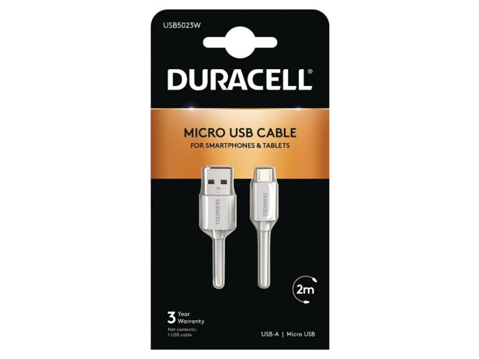 Duracell Sync/Charge Cable 2 Metre White (USB5023W)