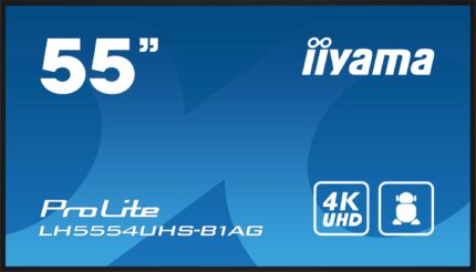 iiyama LH5554UHS-B1AG Signage Display Digital signage flat panel 138.7 cm (54.6") LCD Wi-Fi 500 cd/m? 4K Ultra HD Black Built-in processor Android 11 24/7 (LH5554UHS-B1AG)