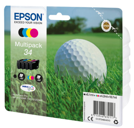 Epson C13T34664010/34 Ink cartridge multi pack Bk,C,M,Y 6,1ml + 3x4,2ml Pack=4 for Epson WF-3720 (C13T34664010)