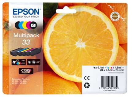 Epson C13T33374011/33 Ink cartridge multi pack Bk,C,M,Y,PBK EasyMail 6,4ml+4x4,5ml Pack=5 for Epson XP 530 (C13T33374011)