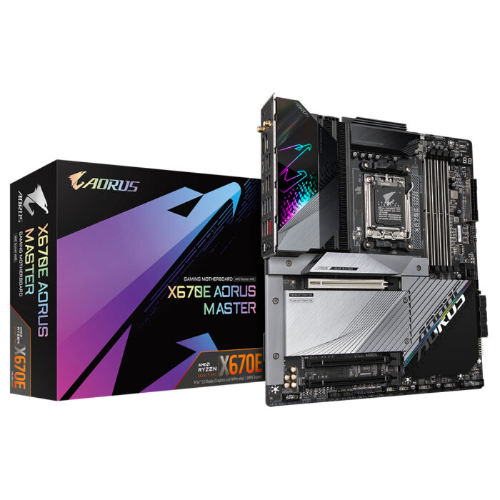 Gigabyte Motherboard - Supports AMD Ryzen 8000 Series AM5 CPUs, 16*+2+2 Phases Digital VRM, up to 8000MHz DDR5 (OC), 2xPCIe 5.0 + 2xPCIe 4.0 M.2, Wi-Fi 6E, 2.5GbE LAN, USB 3.2 Gen2 (X670E AORUS MASTER)