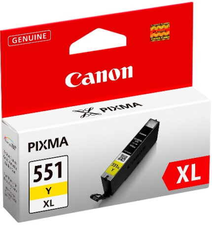 Canon 6446B004/CLI-551YXL Ink cartridge yellow high-capacity Blister, 695 pages 11ml for Canon Pixma IP 8700/IX 6850/MG 5450/MG 6350/MX 725 (6446B004)