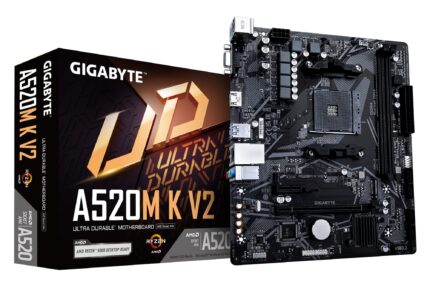 Gigabyte A520M K V2 Motherboard - Supports AMD Ryzen 5000 Series AM4 CPUs, up to 5100MHz DDR4 (OC), PCIe Gen3 x4 M.2, GbE LAN, USB 3.2 Gen 1 (A520M K V2)