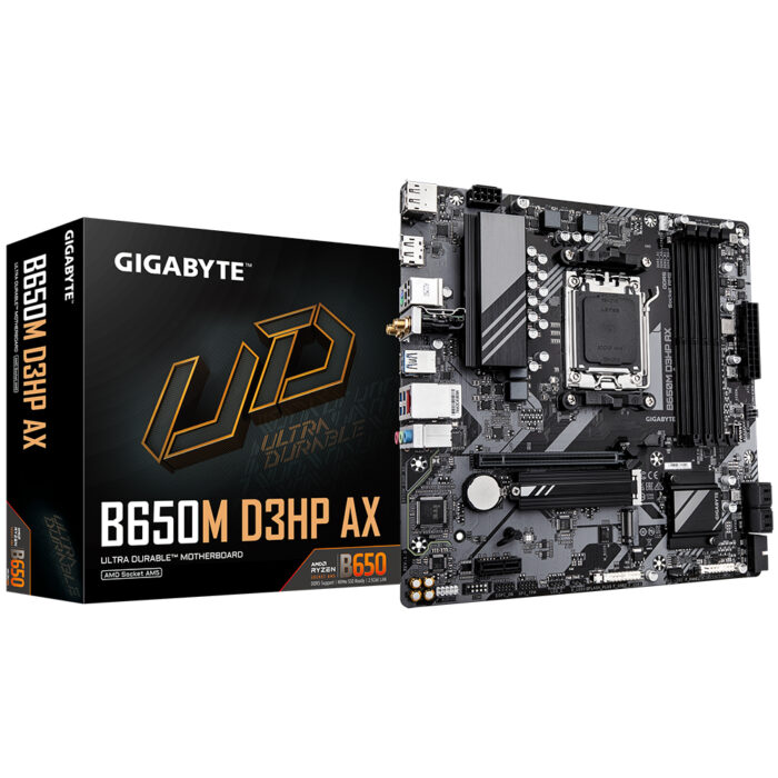 Gigabyte B650M D3HP AX Motherboard - Supports AMD AM5 CPUs, 5+2+2 Phases Digital VRM, up to 7600MHz DDR5 (OC), 2xPCIe 4.0 M.2, Wi-Fi 6E, 2.5GbE LAN, USB 3.2 Gen 1 (B650M D3HP AX)