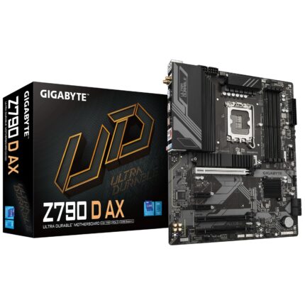 Gigabyte Motherboard - Supports Intel Core 14th Gen CPUs, 12+1+1 Phases Digital VRM, up to 7600MHz DDR5 (OC), 3xPCIe 4.0 M.2, Wi-Fi 6E, 2.5GbE LAN, USB 3.2 Gen 2 (Z790 D AX)