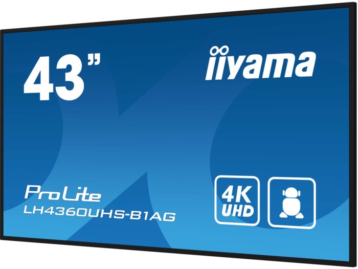 iiyama PROLITE Digital A-board 108 cm (42.5") LED Wi-Fi 500 cd/m? 4K Ultra HD Black Built-in processor Android 11 24/7 (LH4360UHS-B1AG)