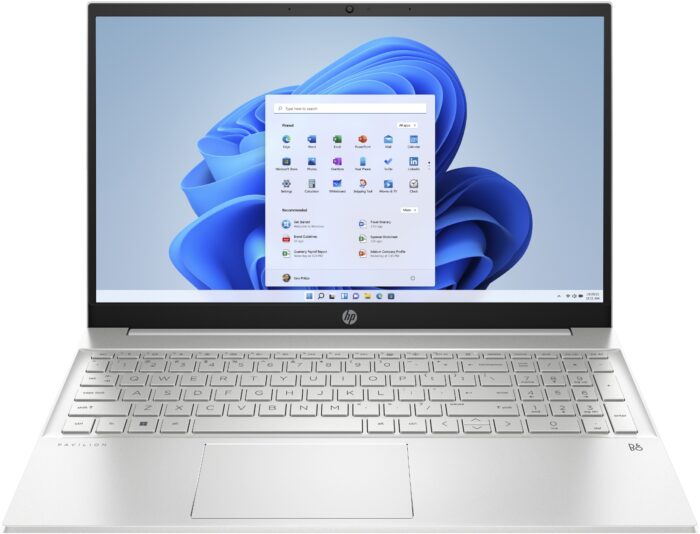 HP Pavilion 15-eg3023na Intel U U300 Laptop 39.6 cm (15.6") Full HD 4 GB DDR4-SDRAM 256 GB SSD Wi-Fi 6 (802.11ax) Windows 11 Home Silver (8D0E1EA#ABU)