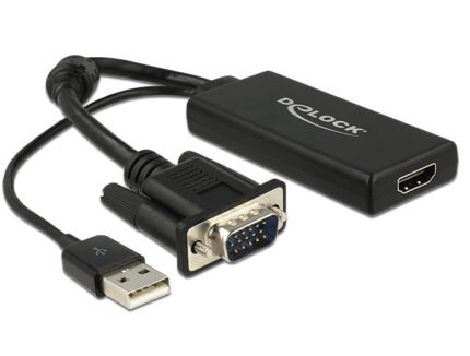 DeLOCK 0.25m VGA+USB2.0-A/HDMI VGA (D-Sub) + USB Black (62668)