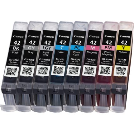 Canon 6384B010/CLI-42 Ink cartridge multi pack Bk,C,M,Y,LC,LM, GY,LGY 835 Photos 8x13ml Pack=8 for Canon Pixma Pro 100 (6384B010)
