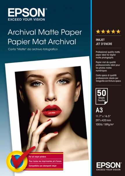 Epson Archival Matte Paper, DIN A3, 189g/m?, 50 Sheets (C13S041344)