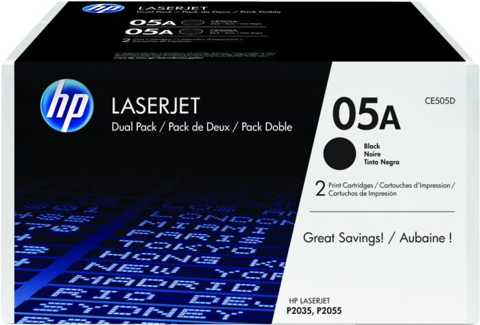 G66awKne3EyprblO4NDdnw.c-r.jpg HP 05A Toner cartridge black twin pack, 2x2.3K pages ISO/IEC 19752 Pack=2 for HP LaserJet P 2035/2055 (CE505D)