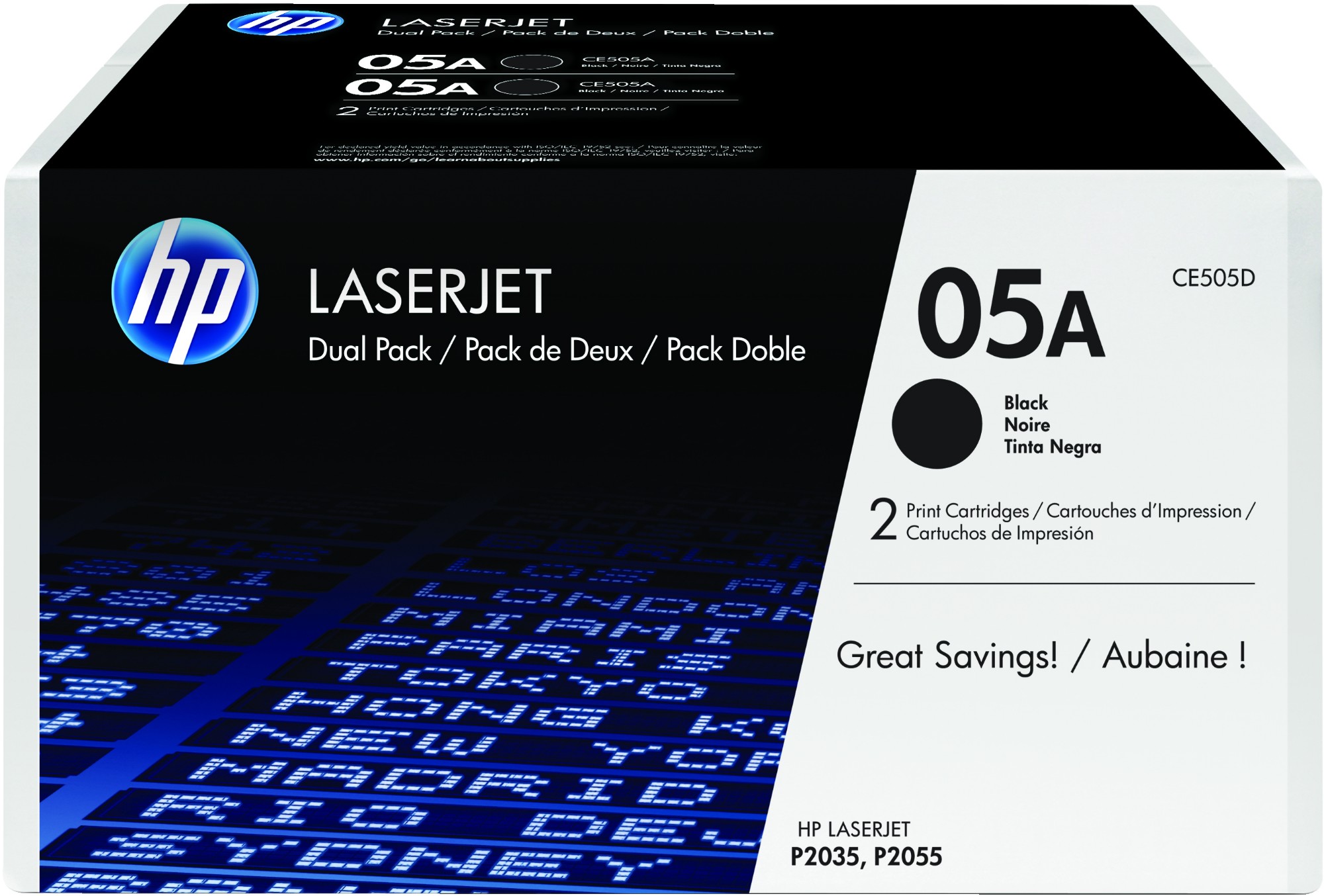 G66awKne3EyprblO4NDdnw.c-r.jpg HP 05A Toner cartridge black twin pack, 2x2.3K pages ISO/IEC 19752 Pack=2 for HP LaserJet P 2035/2055 (CE505D)