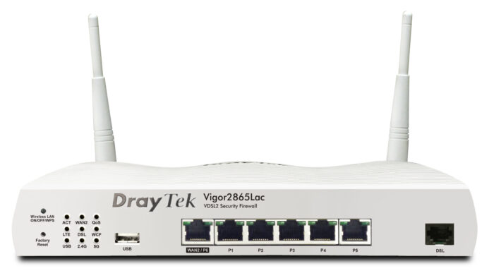 DrayTek V2865LAC wireless router Gigabit Ethernet Dual-band (2.4 GHz / 5 GHz) 4G Grey (V2865LAC-K)