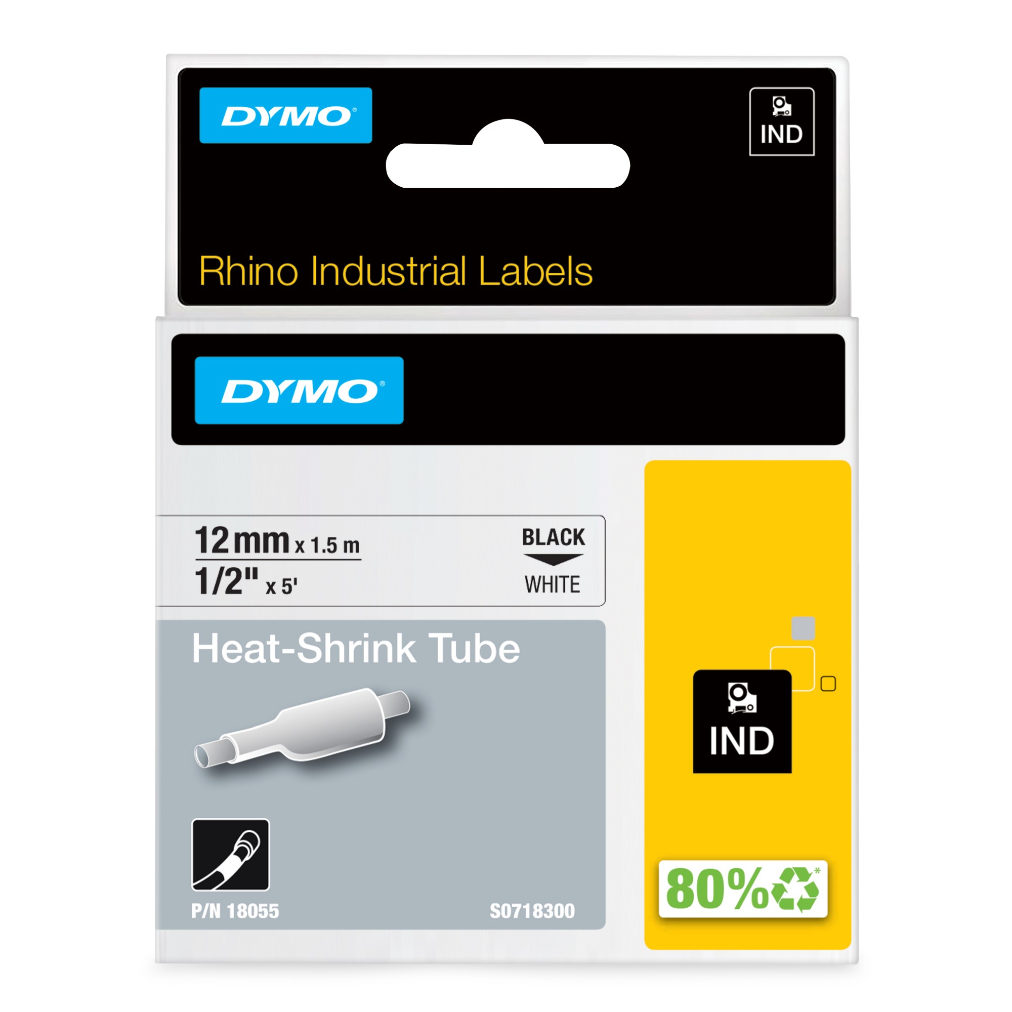 KLILVoCU3UaGnwKXvYq_eg.c-r.jpg Dymo 18055/S0718300 Heat Shrink Tubes black on white 12mm x 1,5m for Dymo Rhino 6-12mm/19mm/24mm (18055)