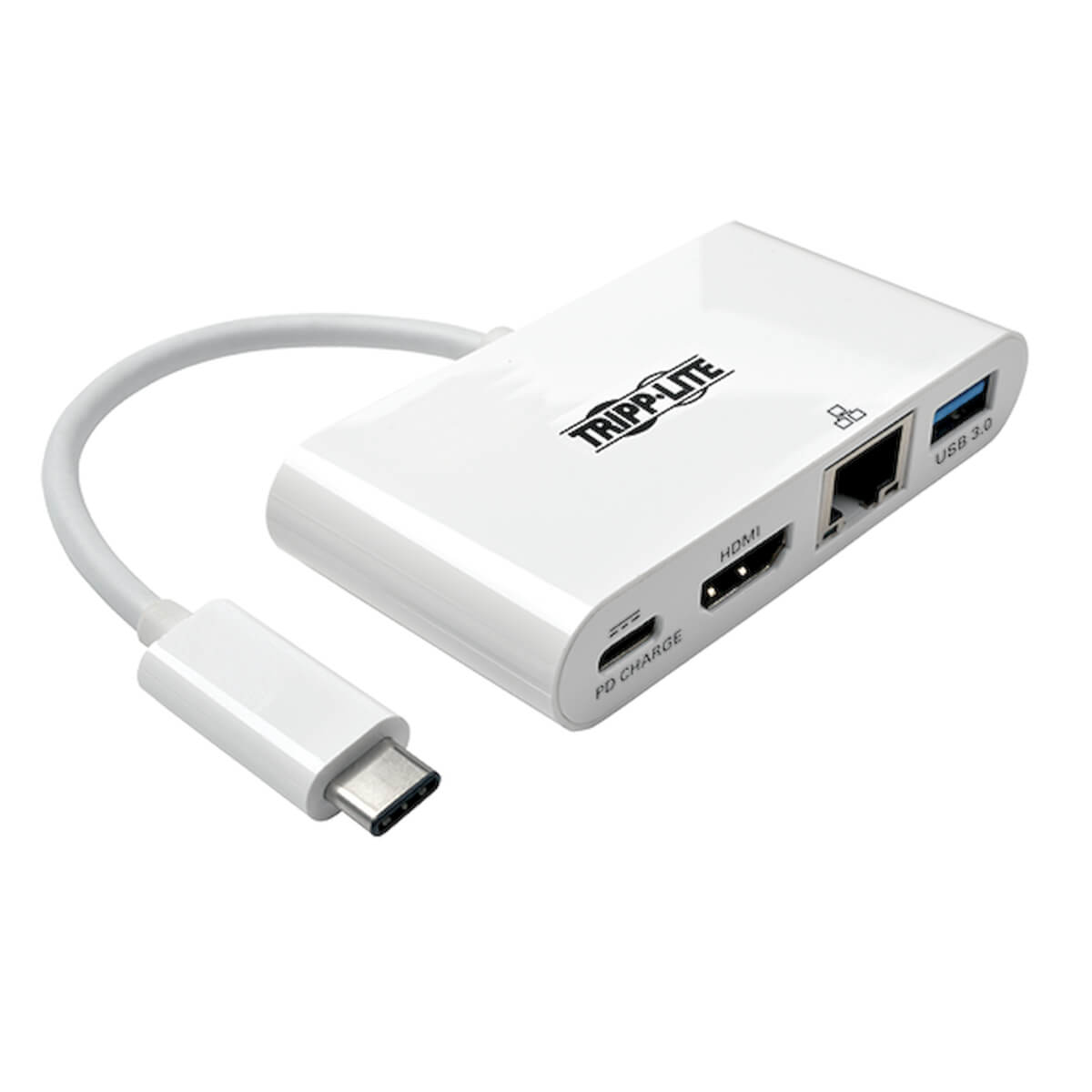 KXuSdHVIxUq0vkEN15t21Q.c-r.jpg Tripp Lite U444-06N-HGU-C USB-C Multiport Adapter - HDMI, USB 3.x (5Gbps) Hub Port, Gigabit Ethernet, 60W PD Charging, HDCP, White