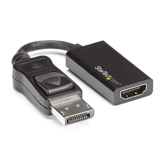 StarTech.com DisplayPort to HDMI Adapter - 4K 60Hz Active DP 1.4 to HDMI 2.0 Video Converter - DP to HDMI Monitor/TV/Display Cable Adapter Dongle - Latching DP Connector