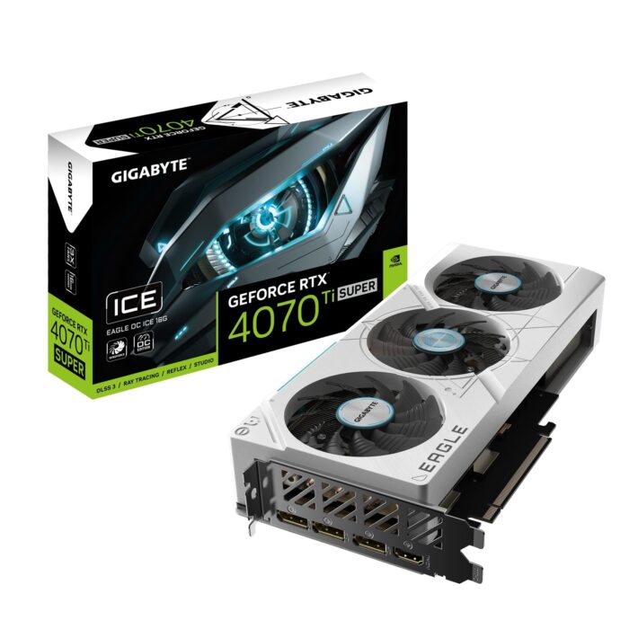 Gigabyte GeForce RTX 4070 Ti SUPER EAGLE OC ICE 16G Graphics Card - 16GB GDDR6X, 256bit, PCI-E 4.0, 2640MHz Core Clock, 3 x DisplayPort 1.4a, 1 x HDMI 2.1a, NVIDIA DLSS 3, GV-N407TSEAGLEOC ICE-16GD (GV-N407TSEAGLEOCICE-16GD)