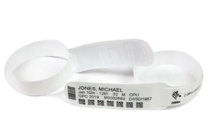 Zebra Wristband, Polypropylene, 30x362mm, Direct Thermal, Z-BAND ULTRASOFT , Coated, 25mm Core, RFID, 178/ROLL, 3/BOX