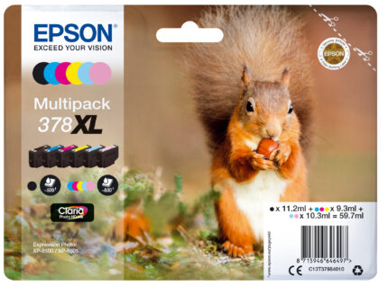 Epson C13T37984010/378XL Ink cartridge multi pack Bk,C,M,Y,LC,LM high-capacity 11,2ml 3x9,3ml 2x10,3ml Pack=6 for Epson XP 8000 (C13T37984010)