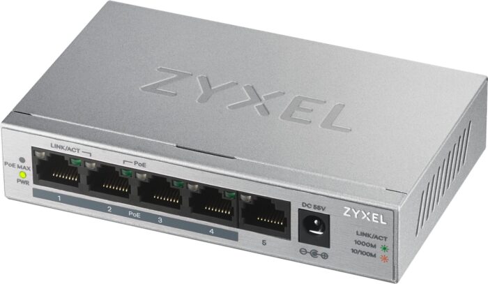 Zyxel GS1005HP Unmanaged Gigabit Ethernet (10/100/1000) Power over Ethernet (PoE) Silver (GS1005HP-GB0101F)