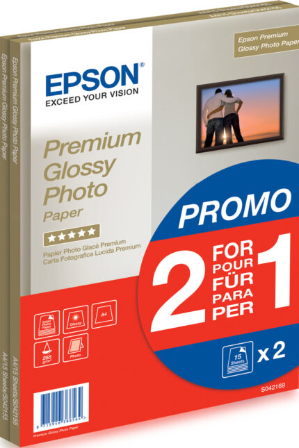 Epson Premium Glossy Photo Paper - A4 - 2x 15 Sheets (C13S042169)