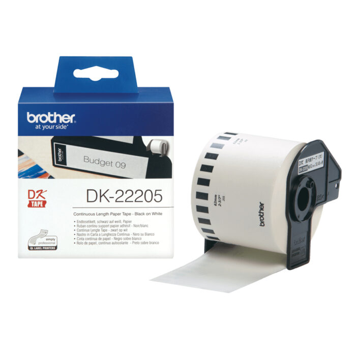 Brother DK-22205 DirectLabel Etikettes white 62mm x 30,48m for Brother P-Touch QL/700/800/QL 12-102mm/QL 12-103.6mm (DK22205) - Image 1