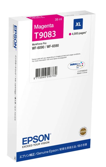 Epson /T9083 Ink cartridge magenta XL, 4K pages 39ml for Epson WF 6090 (C13T908340)