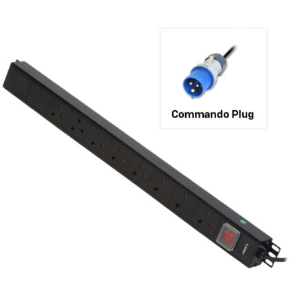 Lindy 8 Way UK Mains Sockets, Vertical PDU with Commando Plug