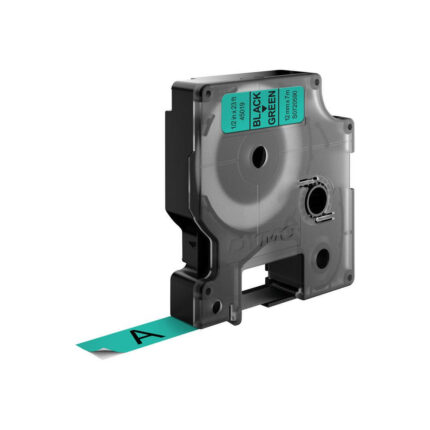 Dymo 45019/S0720590 DirectLabel-etikettes black on green 12mm x 7m for Dymo D1 6-12mm/19mm/24mm/9-12mm/9-19mm (S0720590)