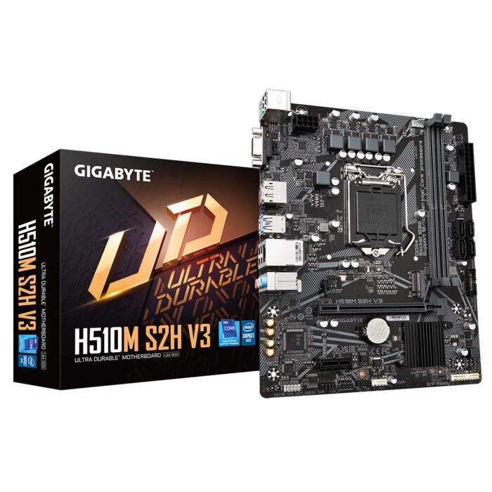 Gigabyte Motherboard - Supports Intel Core 11th CPUs, up to 3200MHz DDR4 (OC), 1xPCIe 3.0 M.2, GbE LAN, USB 3.2 Gen 1 (H510M S2H V3)