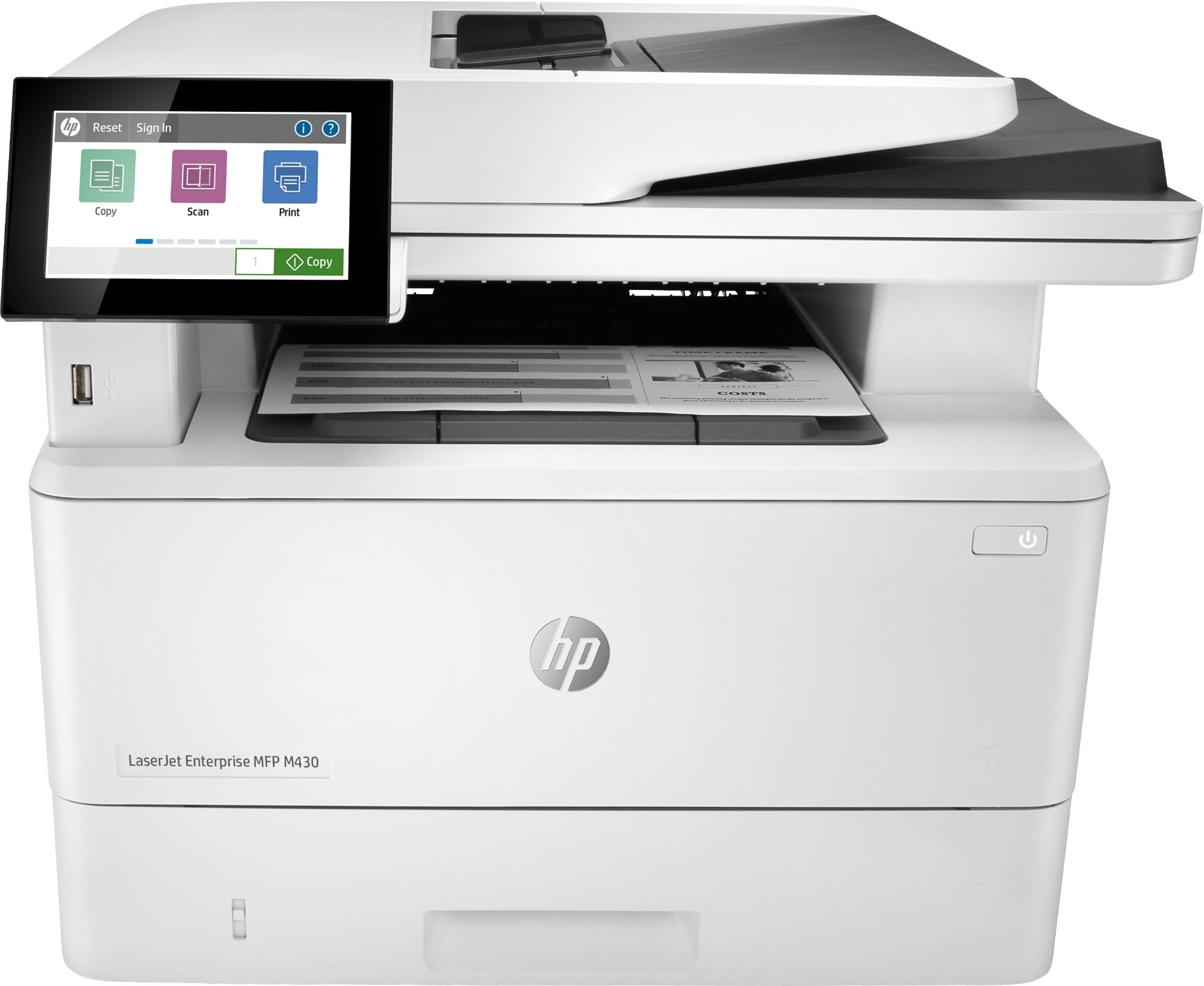 SCKze_NkjU28ZkE4FiiEHA.c-r.jpg HP LaserJet Enterprise MFP M430f, Black and white, Printer for Business, Print, copy, scan, fax, 50-sheet ADF; Two-sided printing; Two-sided scanning; Front-facing USB printing; Compact Size; Energy Efficient; Strong Security (3PZ55A#B19)