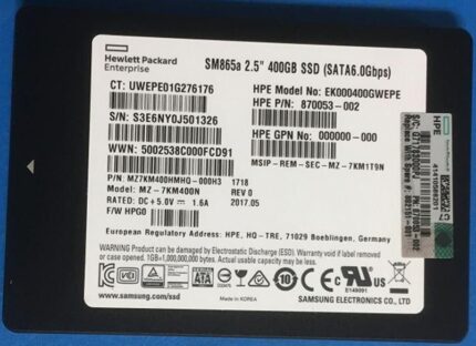 HPE DRV SSD 400GB 6G SFF SATA WI-3 NHP (882151-001)