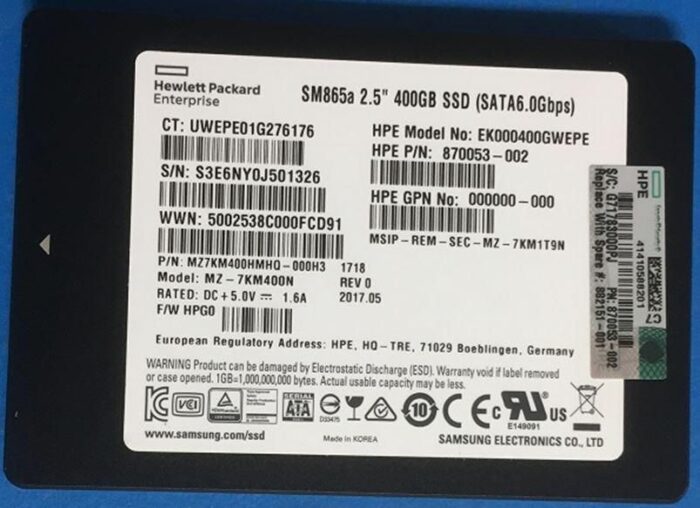 SYWThZeDQUGxg0xN-XEkmg.c-r.jpg HPE DRV SSD 400GB 6G SFF SATA WI-3 NHP (882151-001)