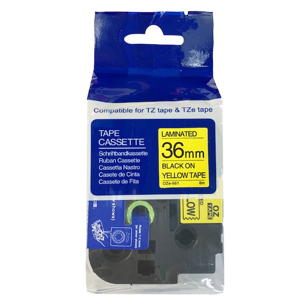 TZE661 Brother TZE-661 DirectLabel black on yellow Laminat 36mm x 8m for Brother P-Touch TZ 3.5-36mm/HSE/6-36mm (TZE661) - Image 1