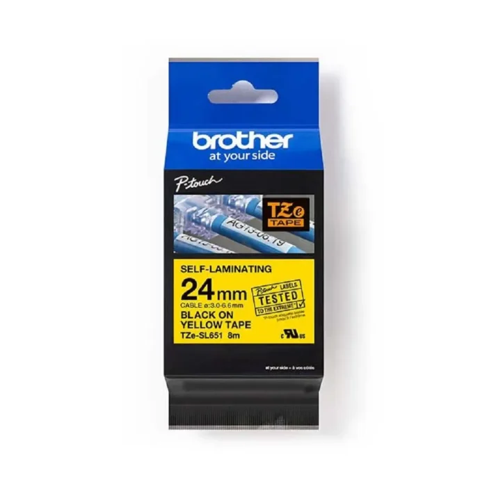 TZES651 Brother TZE-S651 DirectLabel black on yellow extra strong Laminat 24mm x 8m for Brother P-Touch TZ 3.5-24mm/HSE/36mm/6-24mm/6-36mm (TZES651) - Image 1