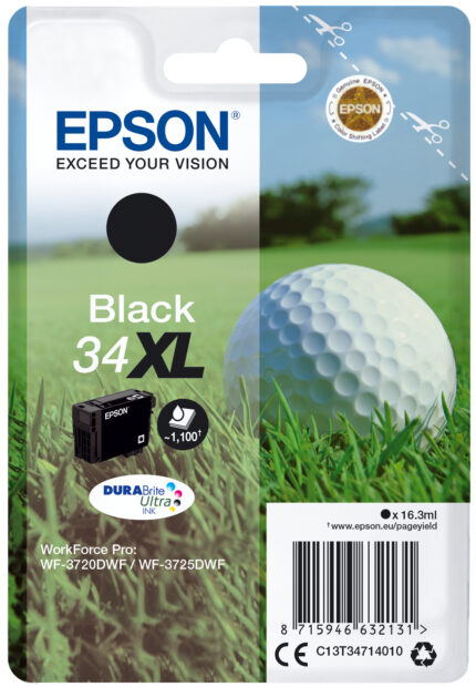 Epson C13T34714010/34XL Ink cartridge black high-capacity, 1.1K pages 16,3ml for Epson WF-3720 (C13T34714010)