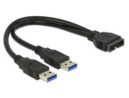 DeLOCK 0.25m USB3.0/2xUSB3.0 USB cable USB 3.2 Gen 1 (3.1 Gen 1) 2 x USB A Black (83910)