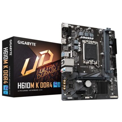 Gigabyte Motherboard - Supports Intel Core 14th Gen CPUs, up to 3200MHz DDR4, 1xPCIe 3.0 M.2, GbE LAN, USB 3.2 Gen 1 (H610M K DDR4)