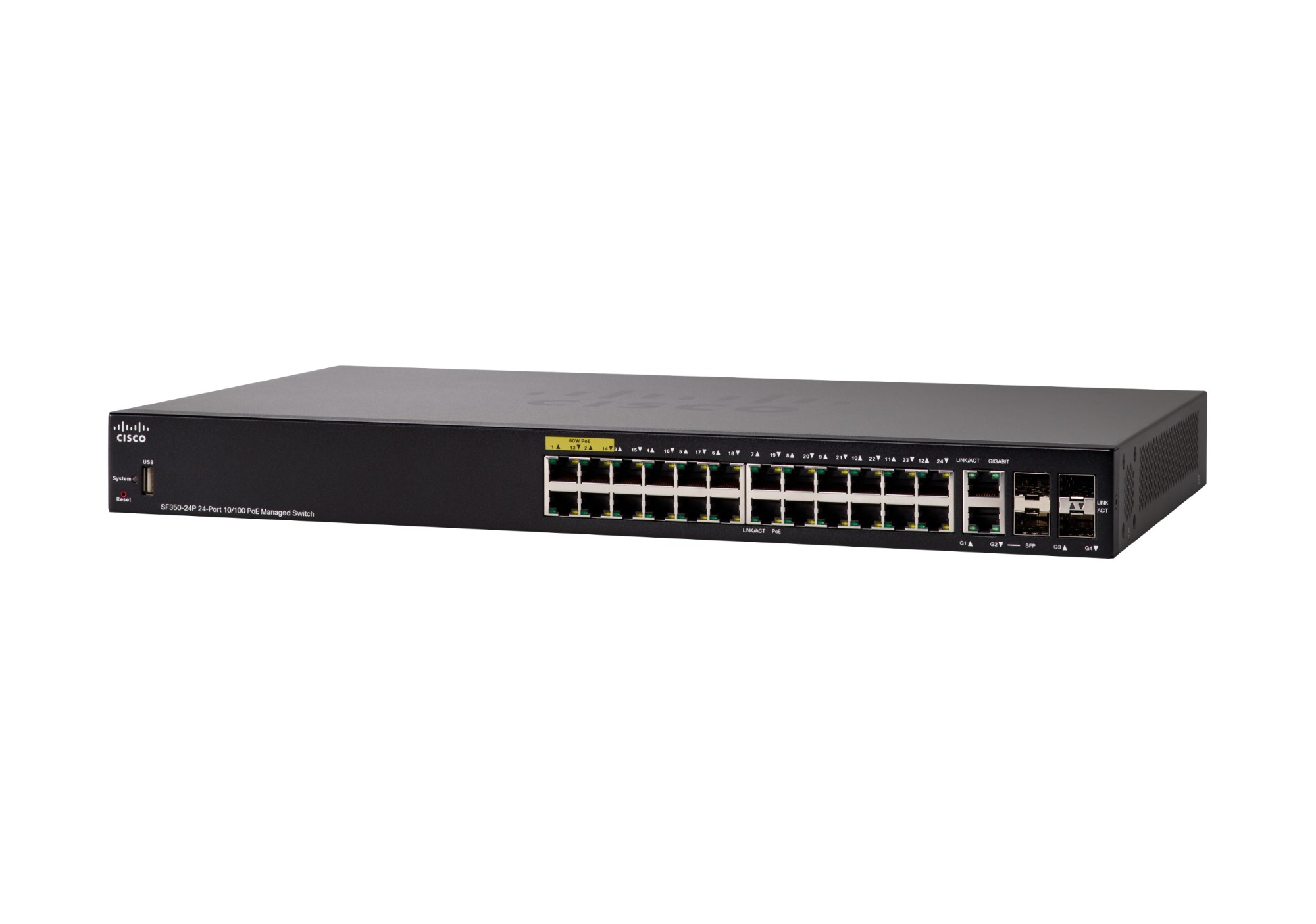 VcvDQl6pWEOrqxbZcBH4eA.c-r.jpg Cisco SF350-24P Managed Switch | 24 10/100 PoE Ports | 185W Ports | 4 Gigabit Ethernet (GbE) Combo SFP | Limited Lifetime Protection (SF350-24P-K9-UK) (SF350-24P-K9-UK)