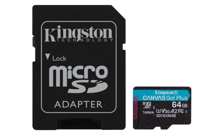 Kingston 64GB microSDXC Canvas Go Plus 170R A2 U3 V30 Card + ADP (SDCG3/64GB)