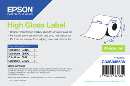 Epson Format-etikettes high-gloss 51mm x 33m for Epson TM-C 3500 (C33S045536)